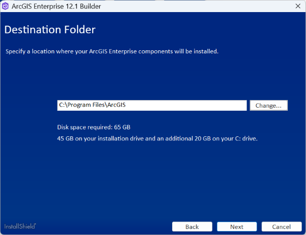 Geben Sie das Installationsverzeichnis für ArcGIS Enterprise Builder an.