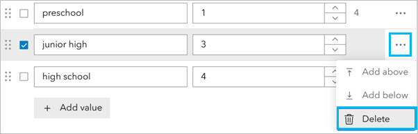 Mit der Option "Löschen" wird die ausgewählte Zeile gelöscht.