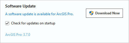 Meldung zur Softwareaktualisierung auf der Seite "Info zu ArcGIS Pro"