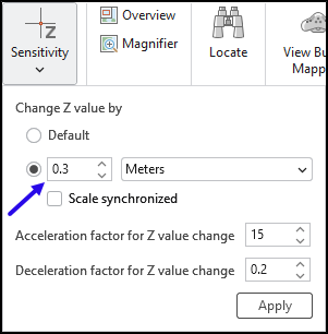 Z-Einstellungen für Stereo-Cursor