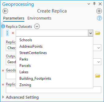 Dropdown-Menü "Replikat-Datasets"