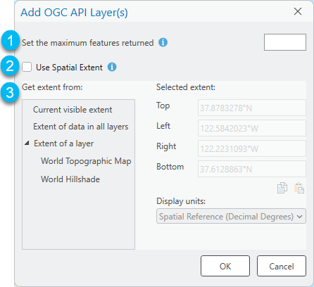 Das Dialogfeld "OGC-API-Layer hinzufügen"