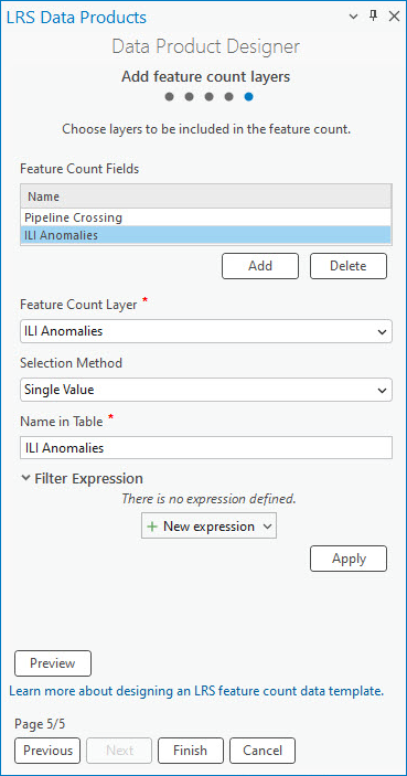 Fügen Sie einen zweiten Feature-Anzahl-Layer hinzu, um ihn in das Datenprodukt "Feature-Anzahl" einzubeziehen.