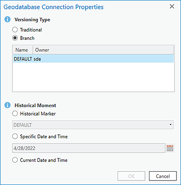 Dialogfeld "Geodatabase-Verbindungseigenschaften"