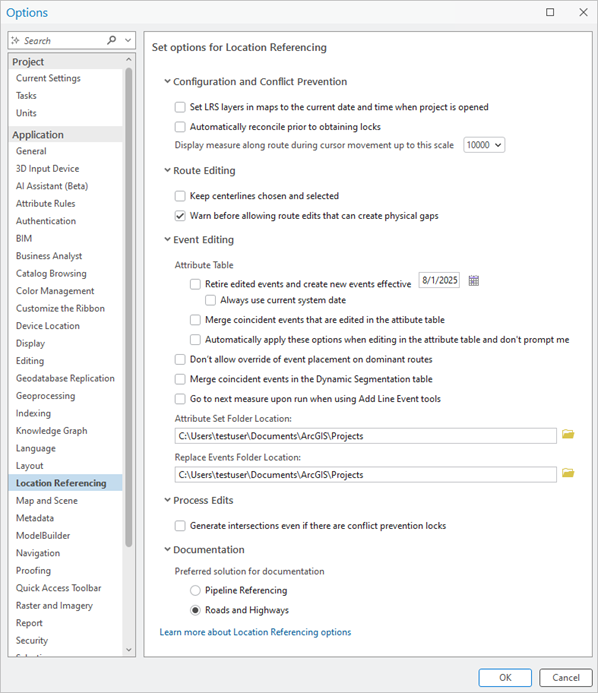 Location-Referencing-Optionen