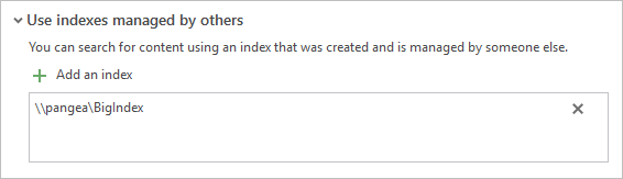 Pfad zum verwalteten Index im Textfeld "Index hinzufügen"