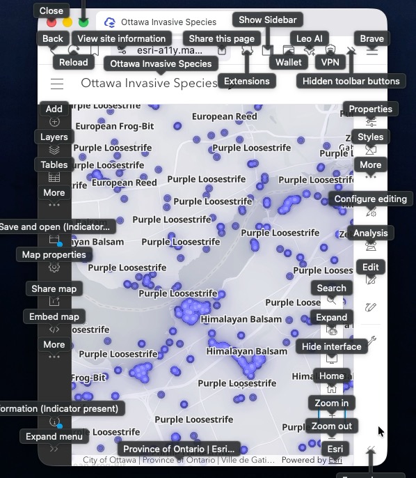 Mac OS Voice Control enabled on Map Viewer with visible labels