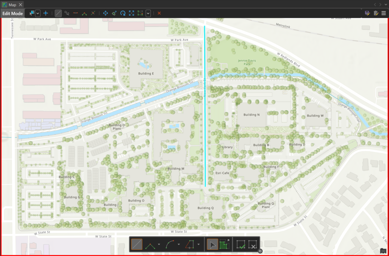 Edit Mode with line tool activated.