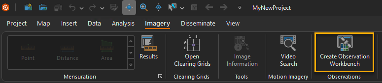 Create Observation Workbench From Within a Project