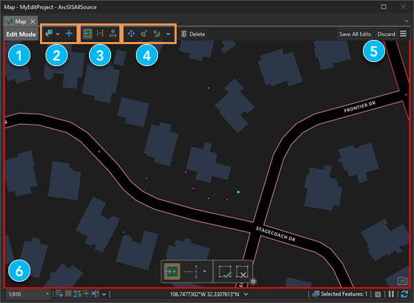 Map in Edit Mode with Mapview toolbar marked
