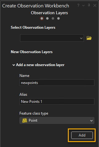 Add New Observation Layer Options