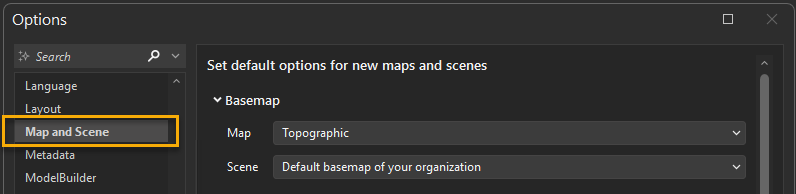 Application Basemap Options