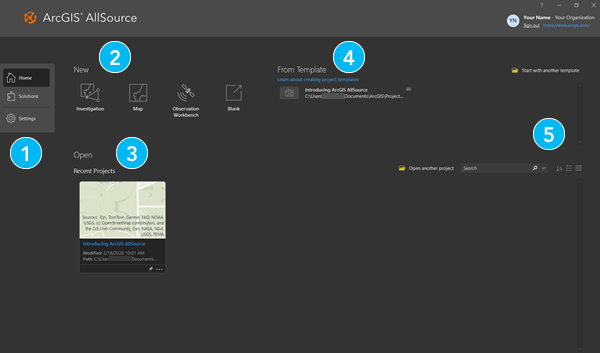 start page with a recent project