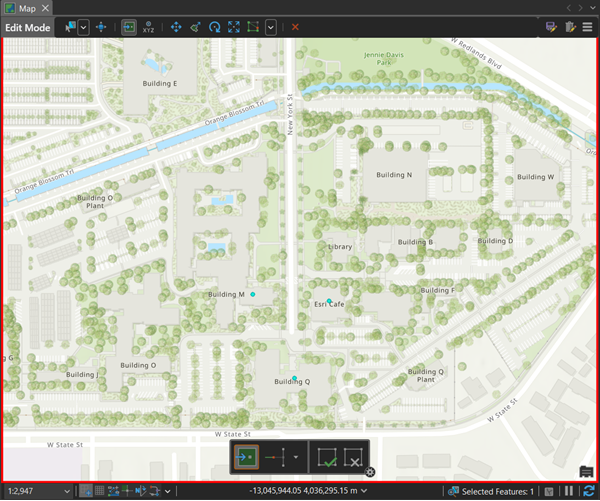Edit mode with construction toolbar