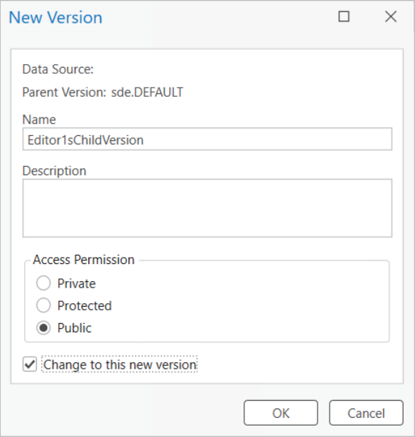 The New Version dialog box