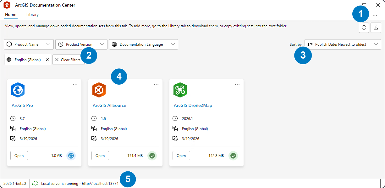 The ArcGIS Documentation Center application