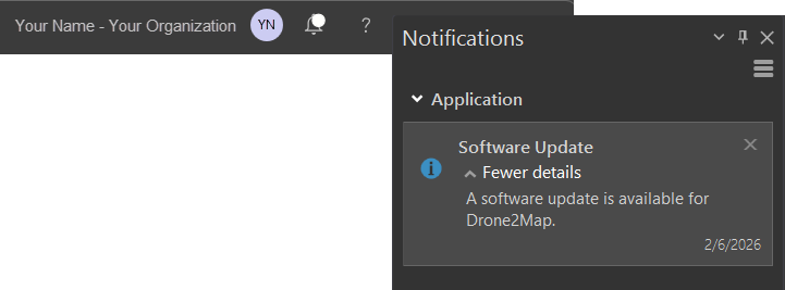 Notifications button and a notification in the Notifications pane
