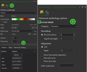 Symbology pane with marked pane controls