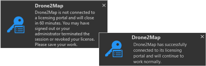 Toast notifications about licensing status
