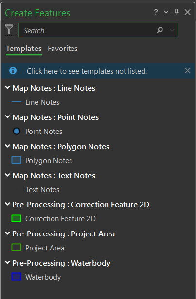 Create features pane