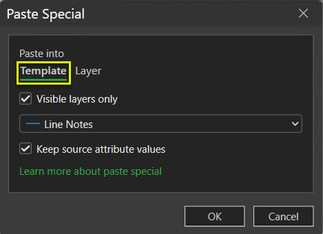 Paste Special, Template