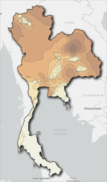 Map of air quality in Thailand