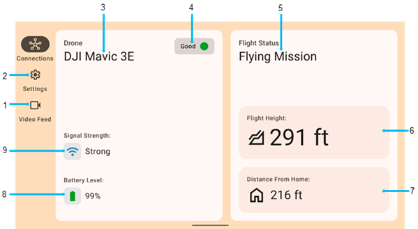 During flight, the ArcGIS Flight Connection app interface shows the main components.