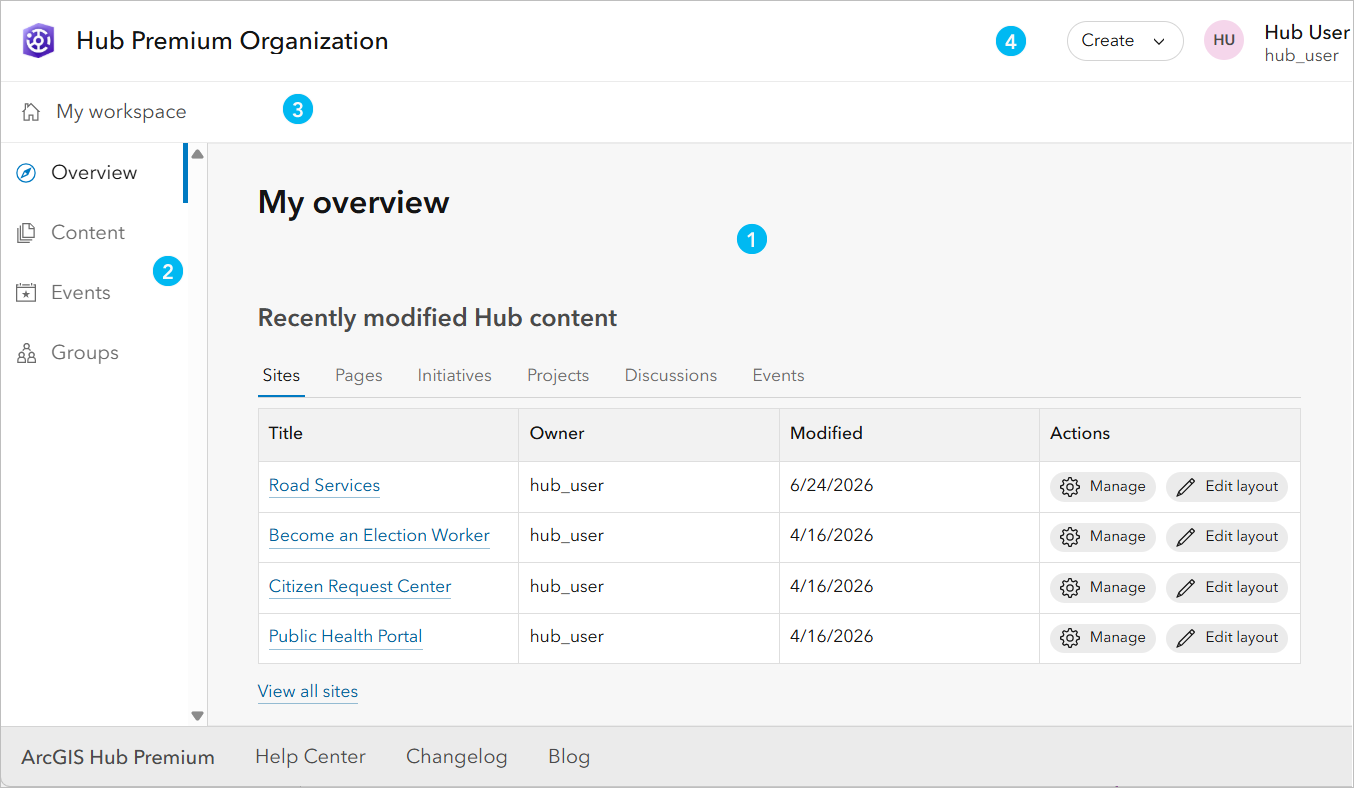 The workspace Overview tab