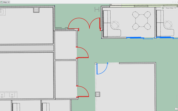 Illustration depicting invalid obstacle features selected in an IPS area.