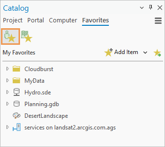 The Favorites tab in the Catalog pane