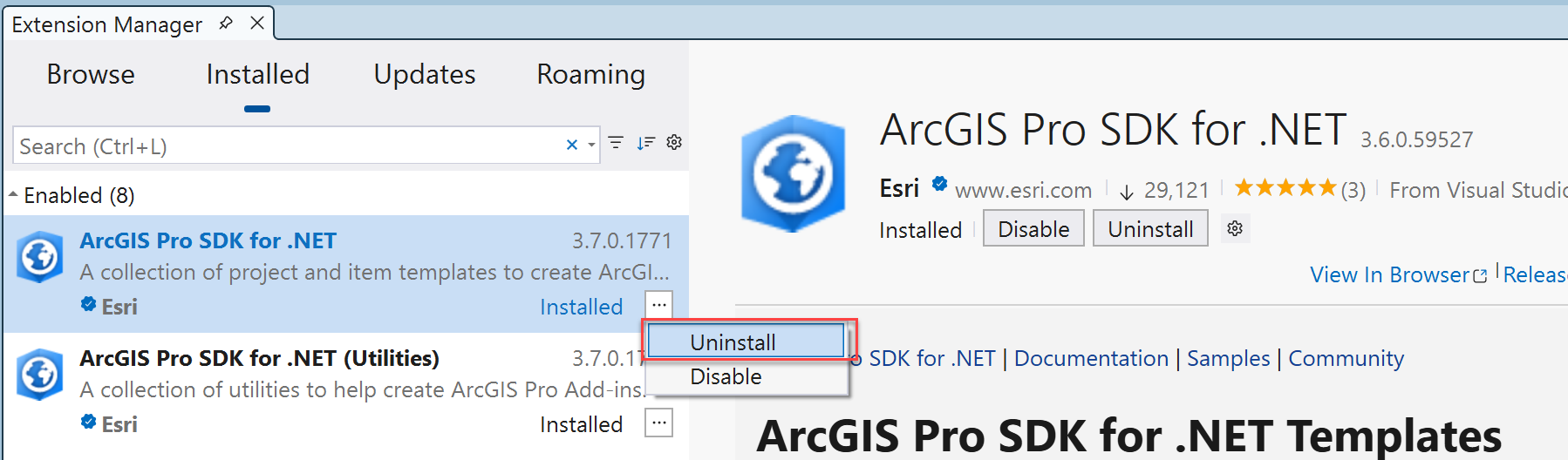 Uninstall ArcGIS Pro SDK vsix-uninstall.png