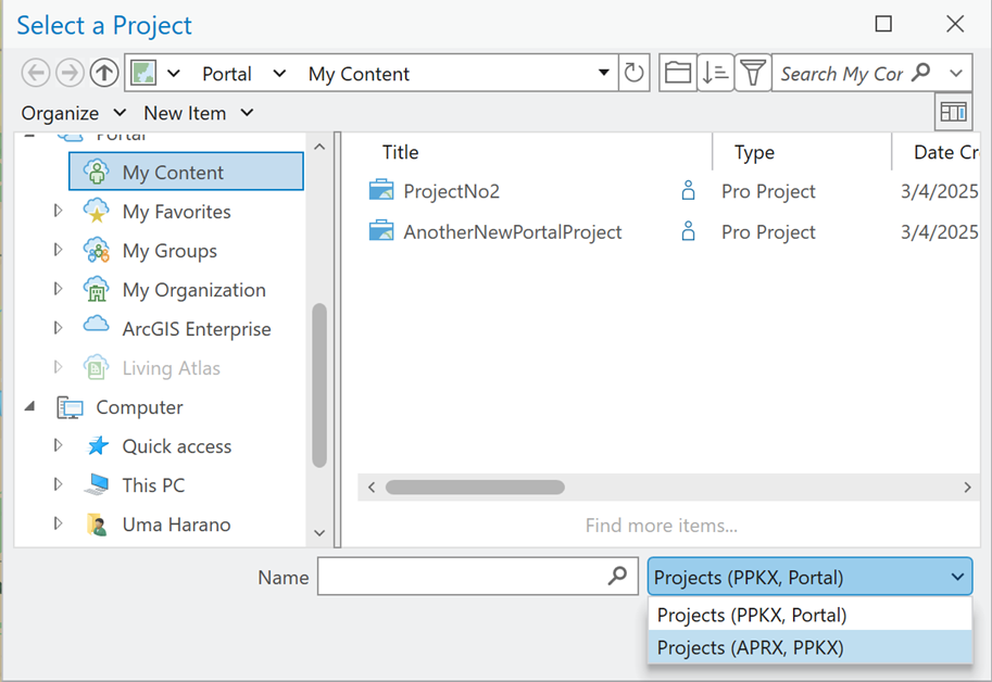 OpenItemDialog Portal Projects OpenItemDialogPortalProjects