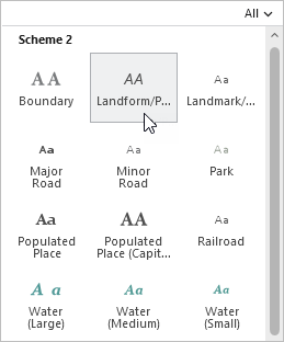 Text Symbol Style: Landform/Physical Region