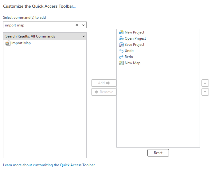 Quick Access Toolbar dialog box