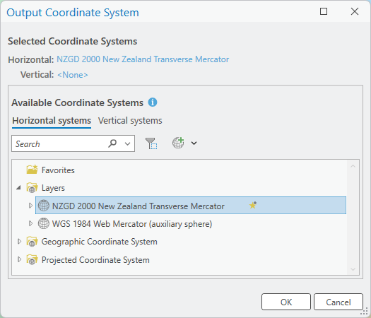 Coordinate System dialog box