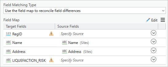 Field map parameter of the Append tool