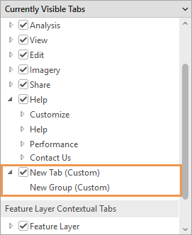 New tab added to the list of ribbon tabs