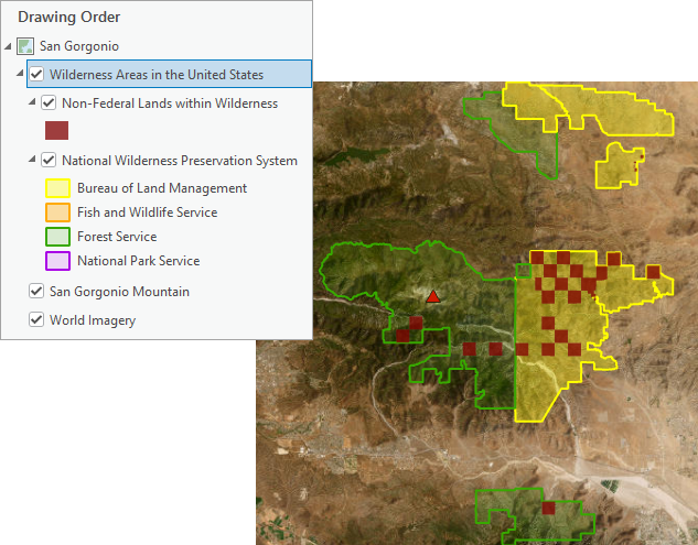 Contents pane and map of wilderness areas