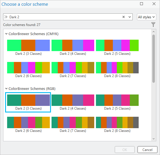 Choose a color scheme dialog box