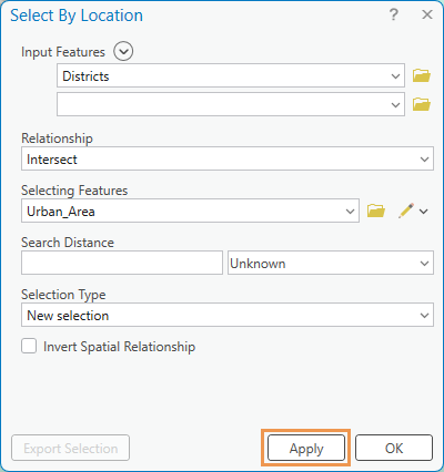 Select By Location parameters