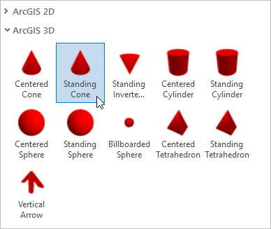 Standing Cone symbol selected in the symbol gallery.