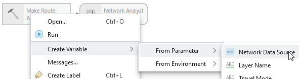 Add the network data source parameter as a model variable.