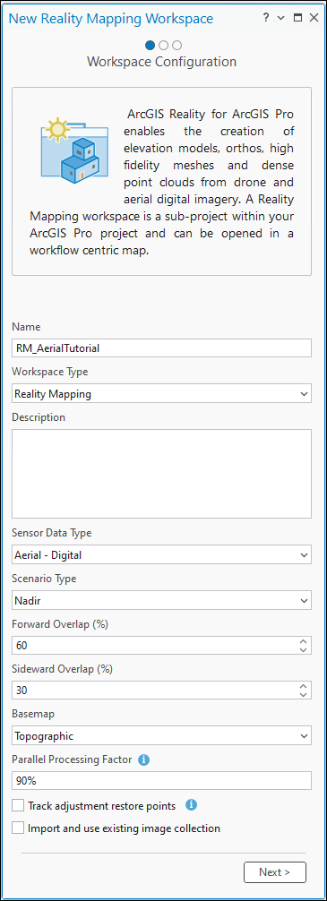 Workspace Configuration window