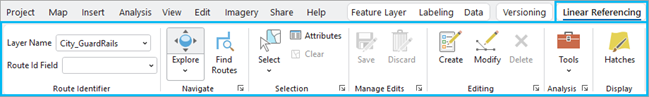 Linear Referencing contextual tab
