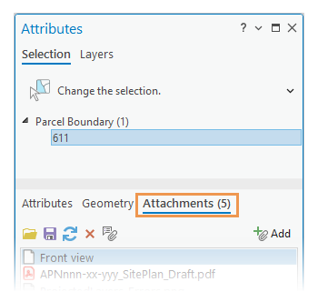 Attachments tab