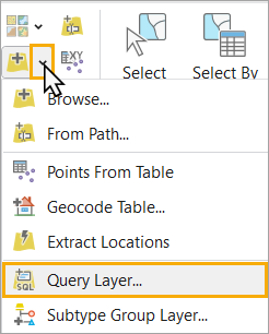Expand the Add Data menu and choose Query Layer.