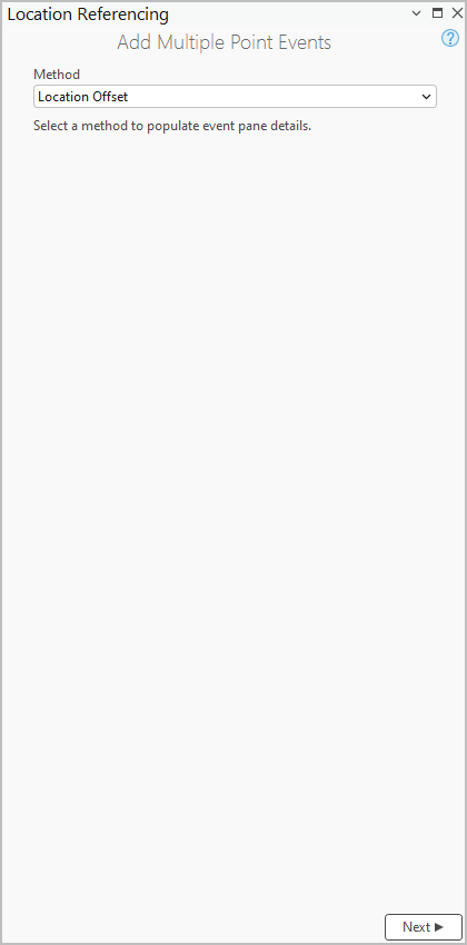 Add Multiple Point Events pane with Location Offset method
