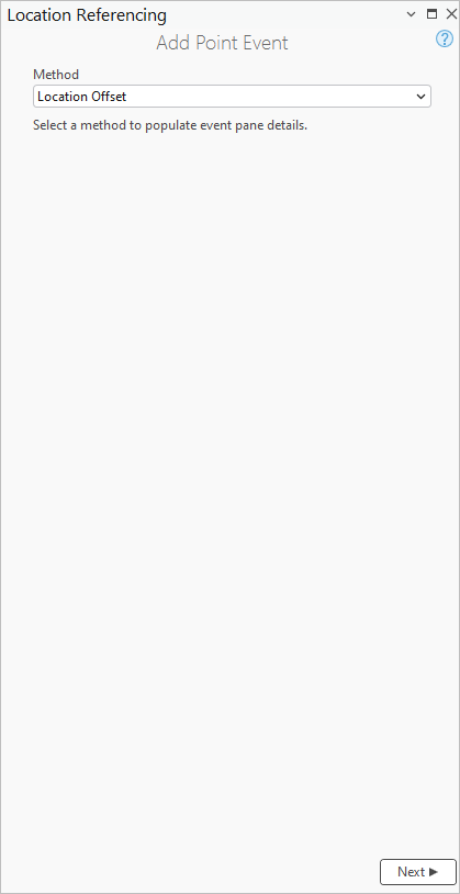 Add Point Event pane with Location Offset method