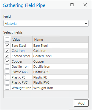 Pop-up window to choose the field and unique values