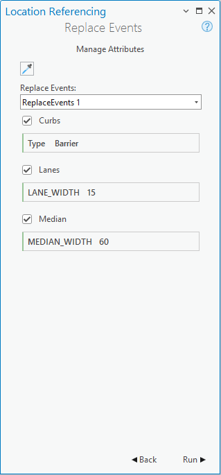 Manage Attributes section in the Replace Events pane